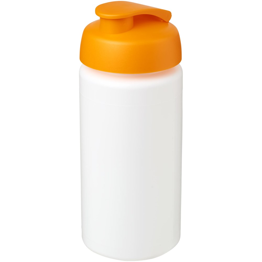 Baseline® Plus grip 500 ml sportfles met flipcapdeksel - Wit, Oranje