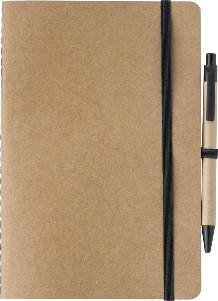 Gerecycled kartonnen notitieboekje (A5) Theodore - Zwart