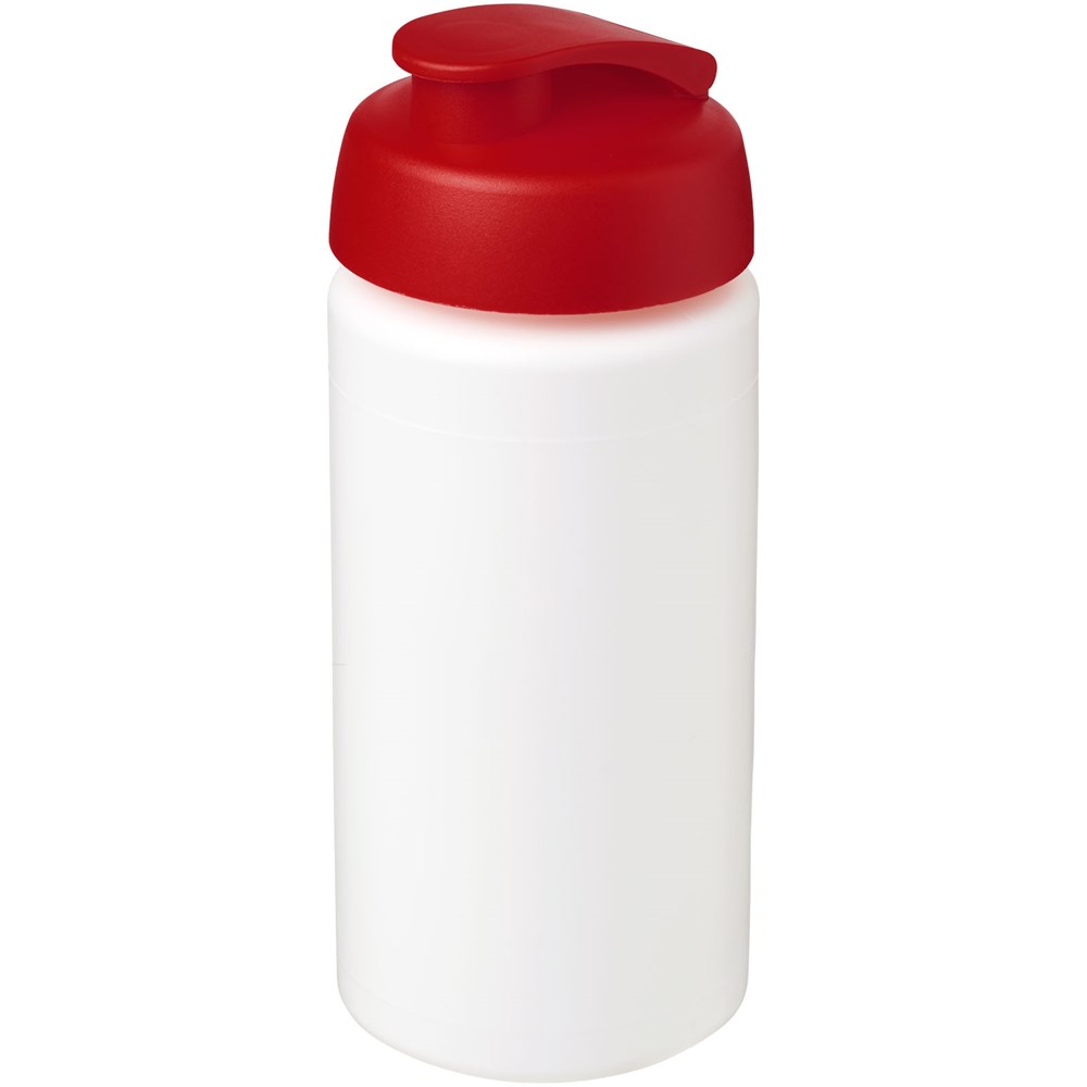 Baseline® Plus grip 500 ml sportfles met flipcapdeksel - Wit, Rood