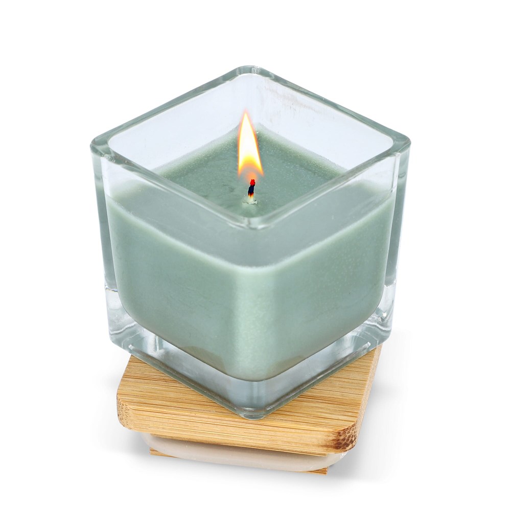 Chakra plantaardige kaars in glazen houder