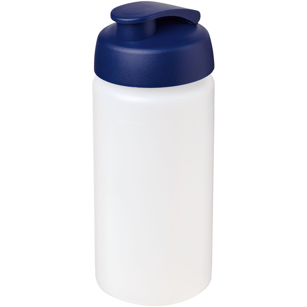 Baseline® Plus grip 500 ml sportfles met flipcapdeksel - Transparent, Blauw