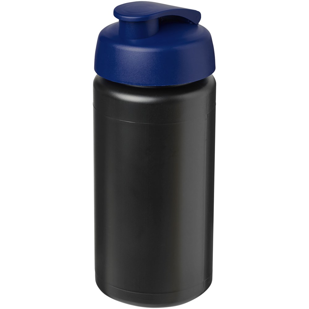Baseline® Plus grip 500 ml sportfles met flipcapdeksel - Zwart, Blauw