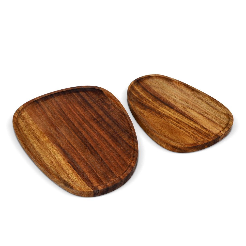 InSideOut 2-pack houten dienblaadjes in organische vorm