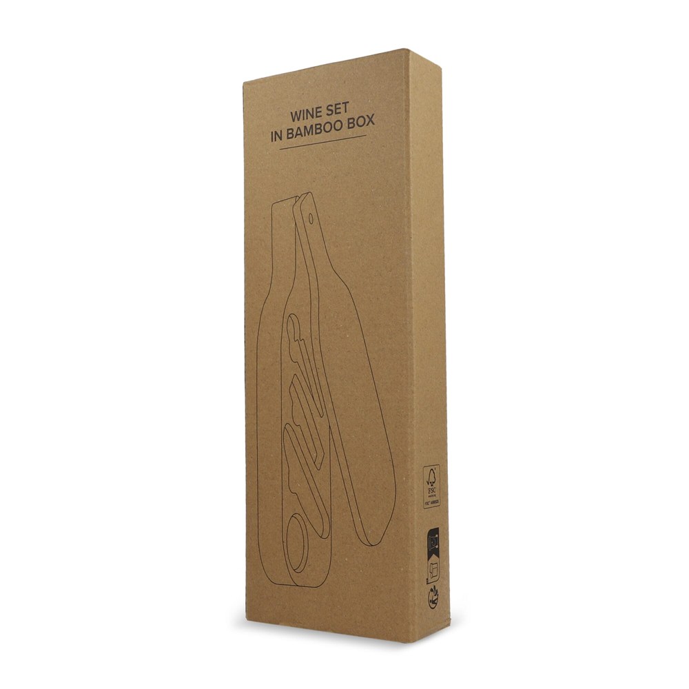 Wijnset in bamboe doos