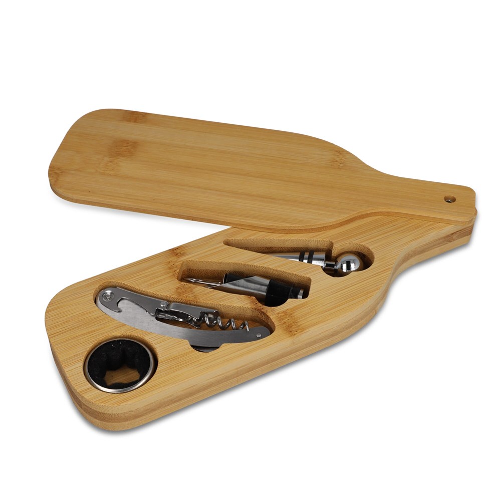 Wijnset in bamboe doos