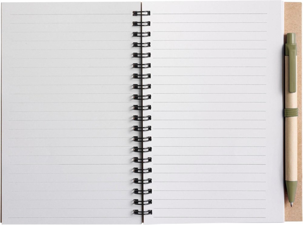 Draadgebonden notitieboekje met balpen Stella