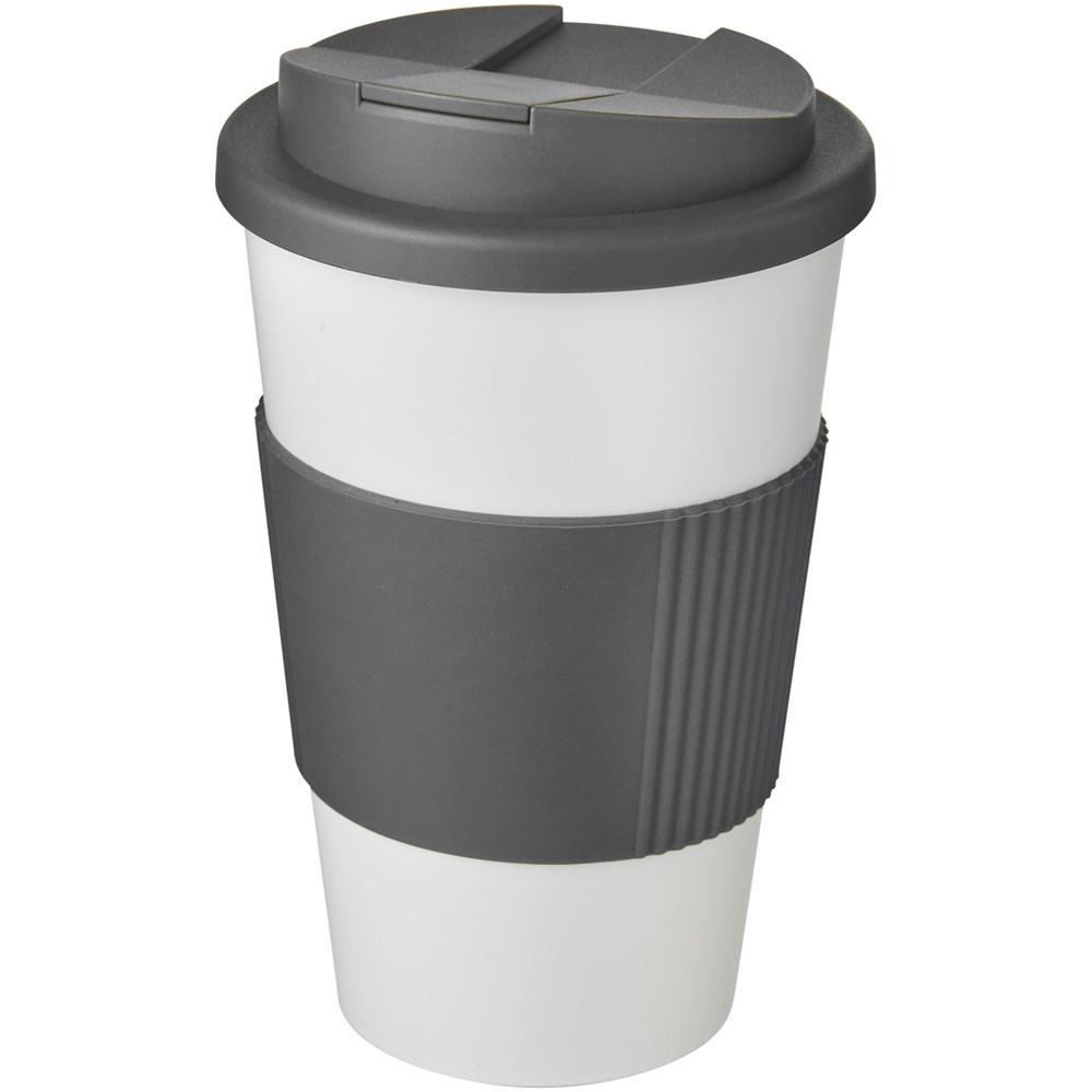 Americano® 350 ml geïsoleerde beker met handvat - Wit, Grijs Americano® 350 ml geïsoleerde beker met handvat - Wit, Grijs