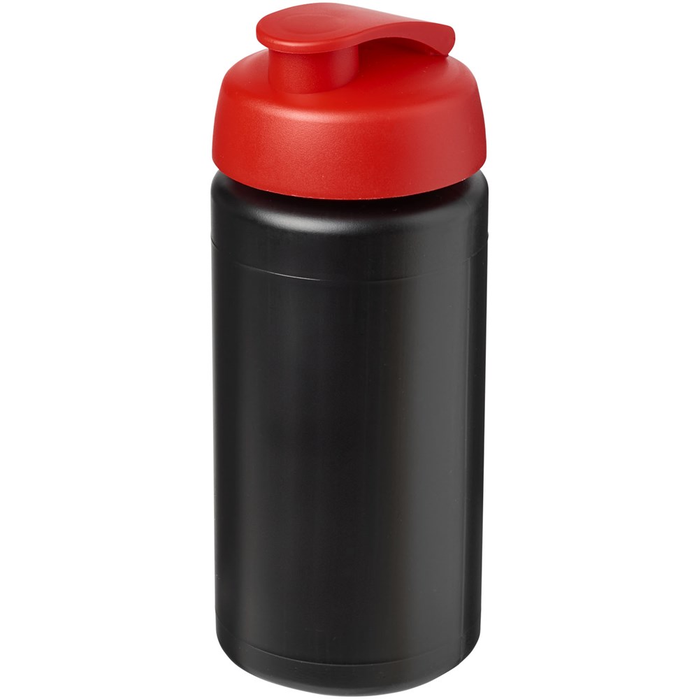 Baseline® Plus grip 500 ml sportfles met flipcapdeksel - Zwart, Rood