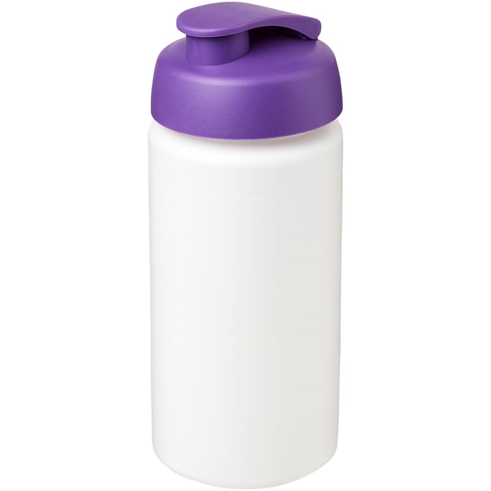Baseline® Plus grip 500 ml sportfles met flipcapdeksel - Wit, Paars