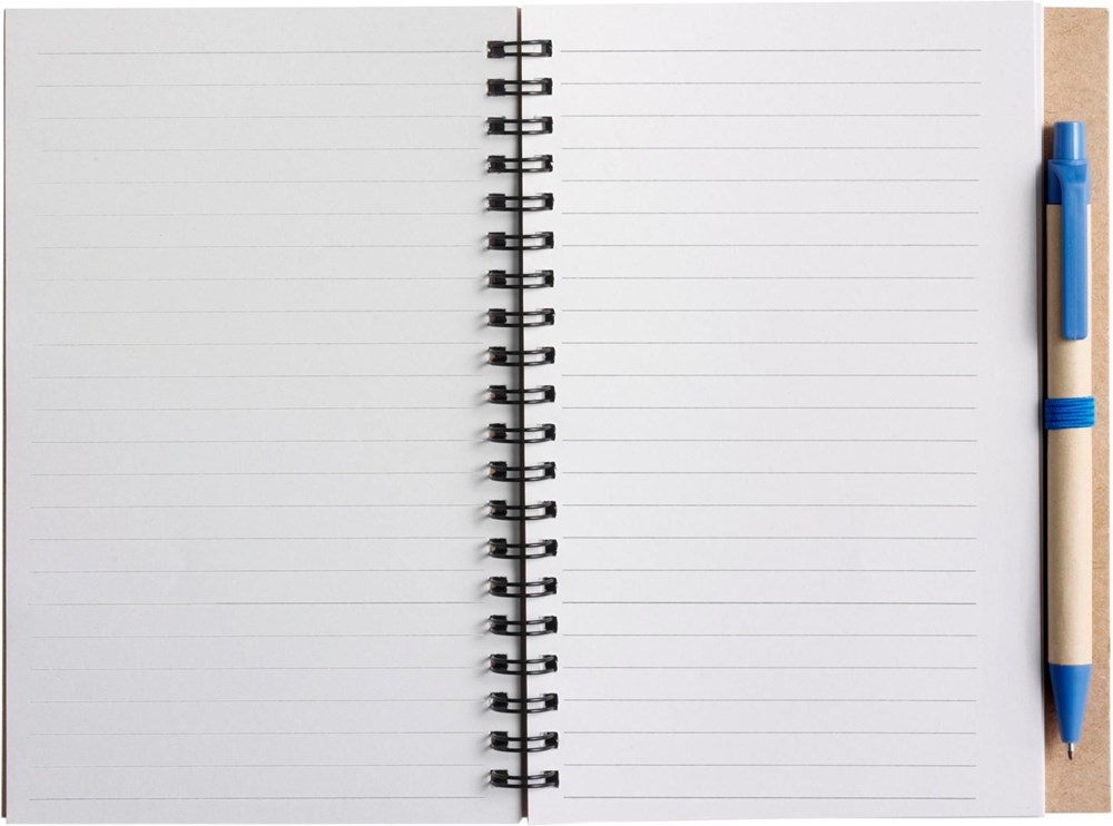 Draadgebonden notitieboekje met balpen Stella