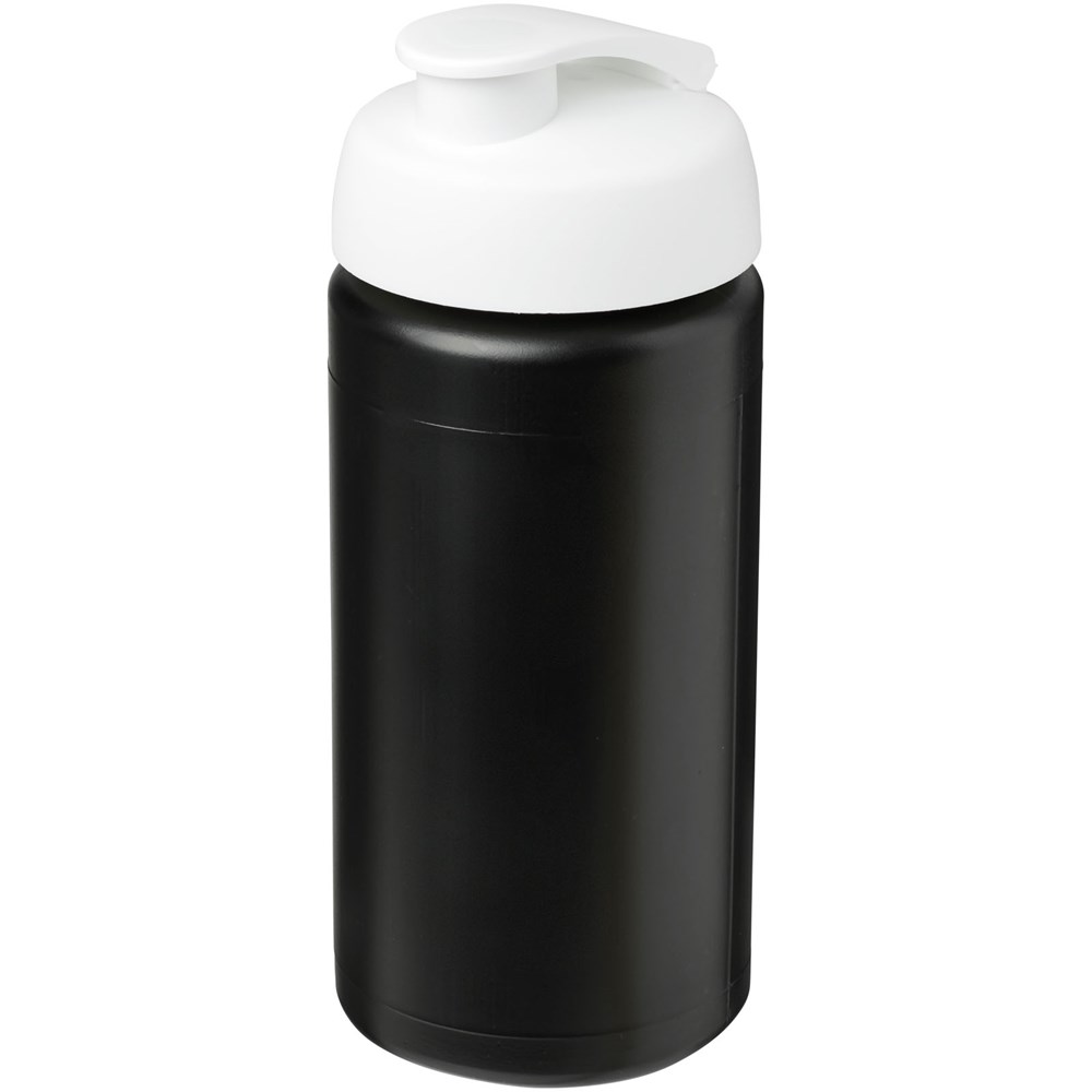 Baseline® Plus grip 500 ml sportfles met flipcapdeksel - Zwart, Wit