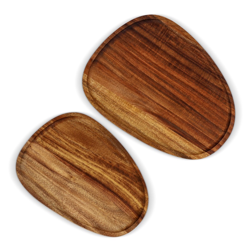InSideOut 2-pack houten dienblaadjes in organische vorm