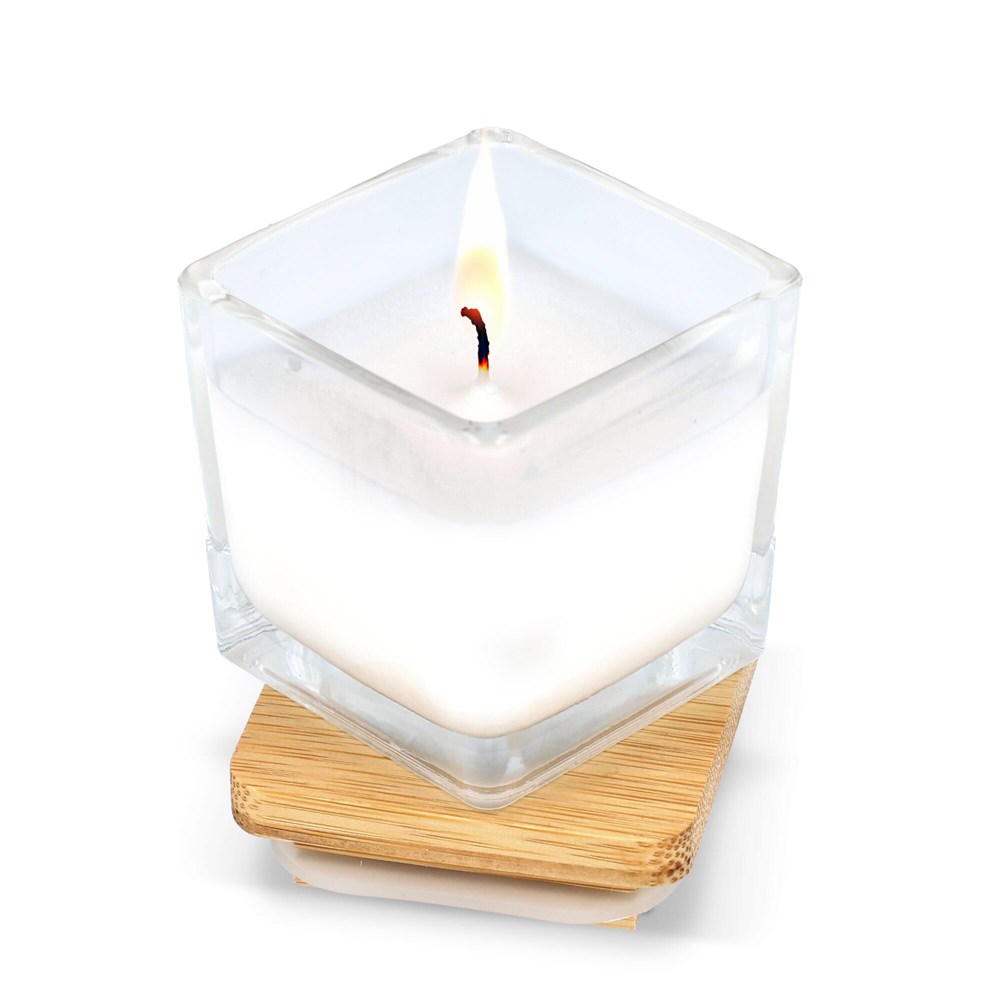 Chakra plantaardige kaars in glazen houder