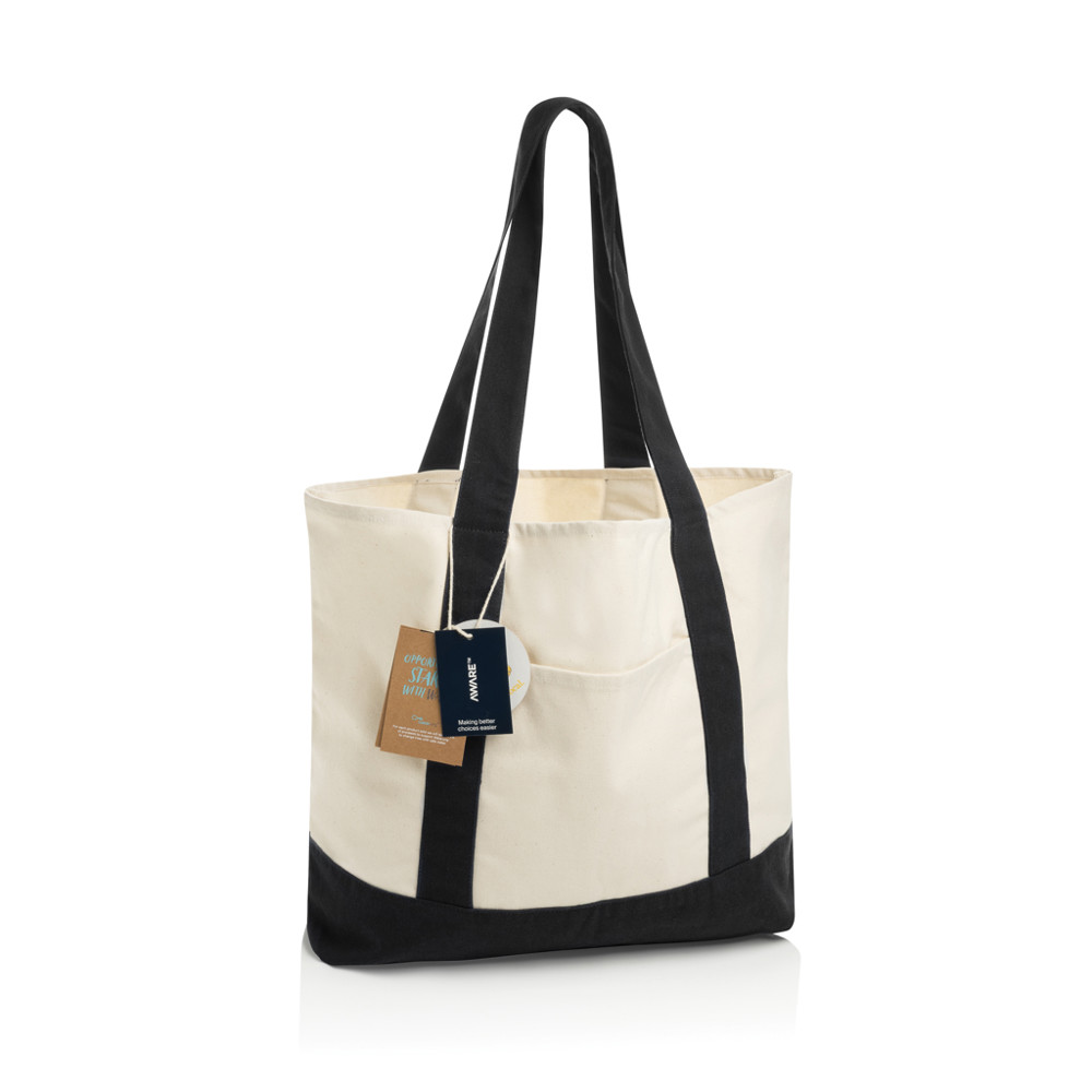 SHOP LOCAL AWARE™ recycled cotton 350gsm Tote bag - zwart (± PMS Black)