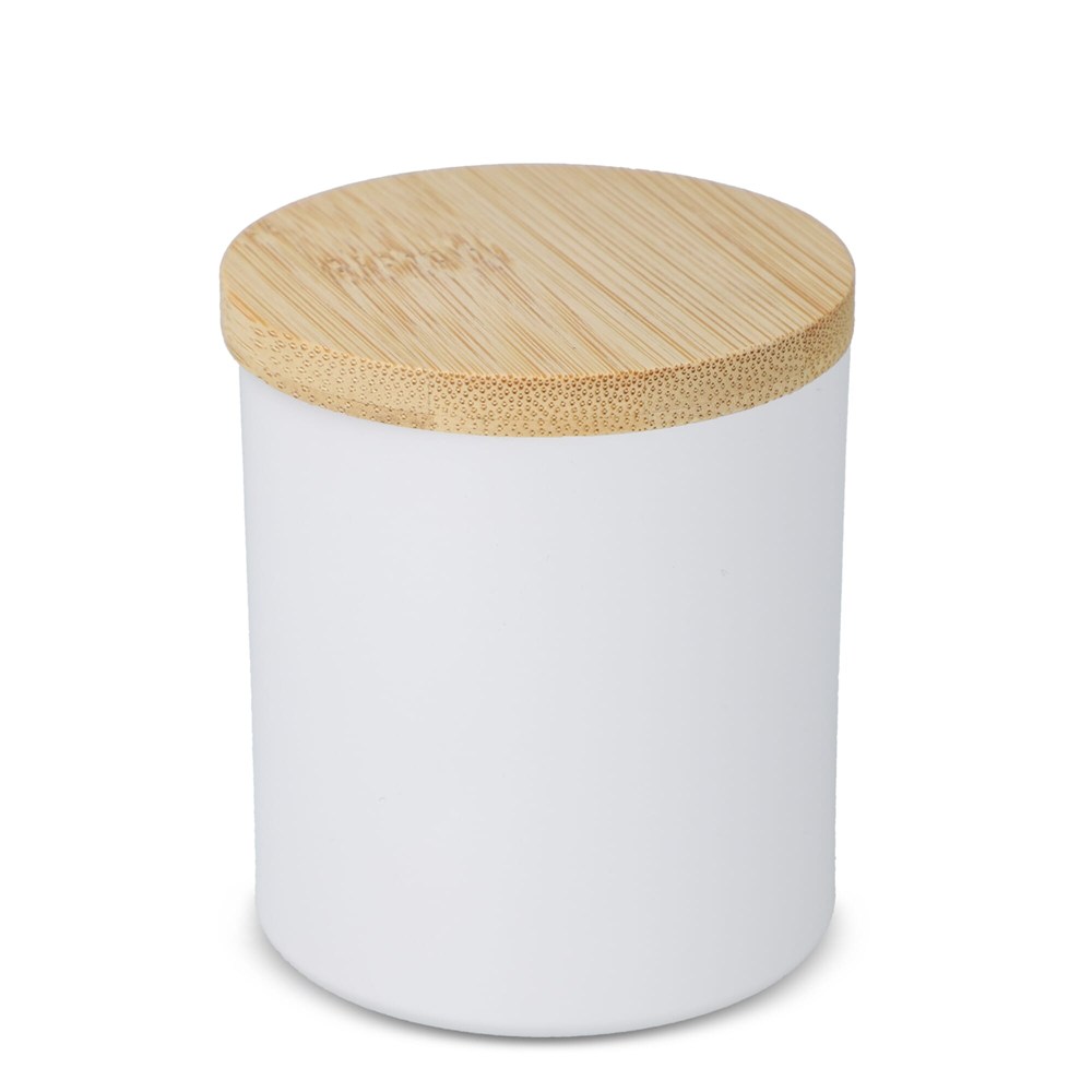 Bhakti plantaardige geurkaars in gerecycled aluminium potje - Wit