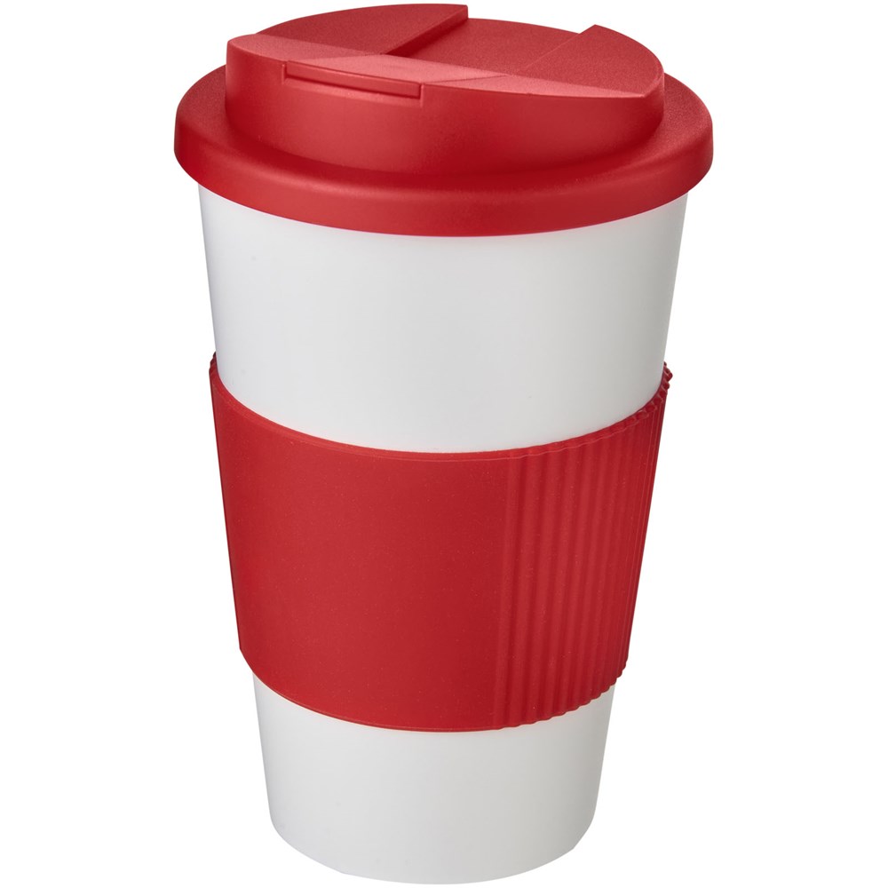 Americano® 350 ml geïsoleerde beker met handvat - Wit, Rood Americano® 350 ml geïsoleerde beker met handvat - Wit, Rood