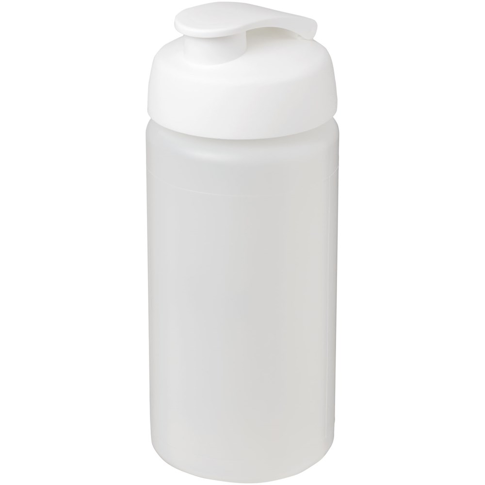 Baseline® Plus grip 500 ml sportfles met flipcapdeksel - Transparent, Wit