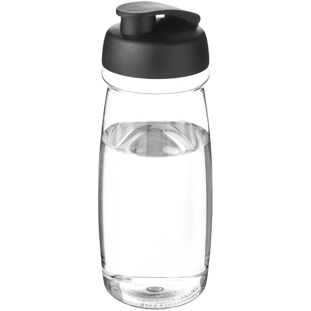 H2O Active® Pulse 600 ml sportfles met flipcapdeksel - Transparent, Zwart