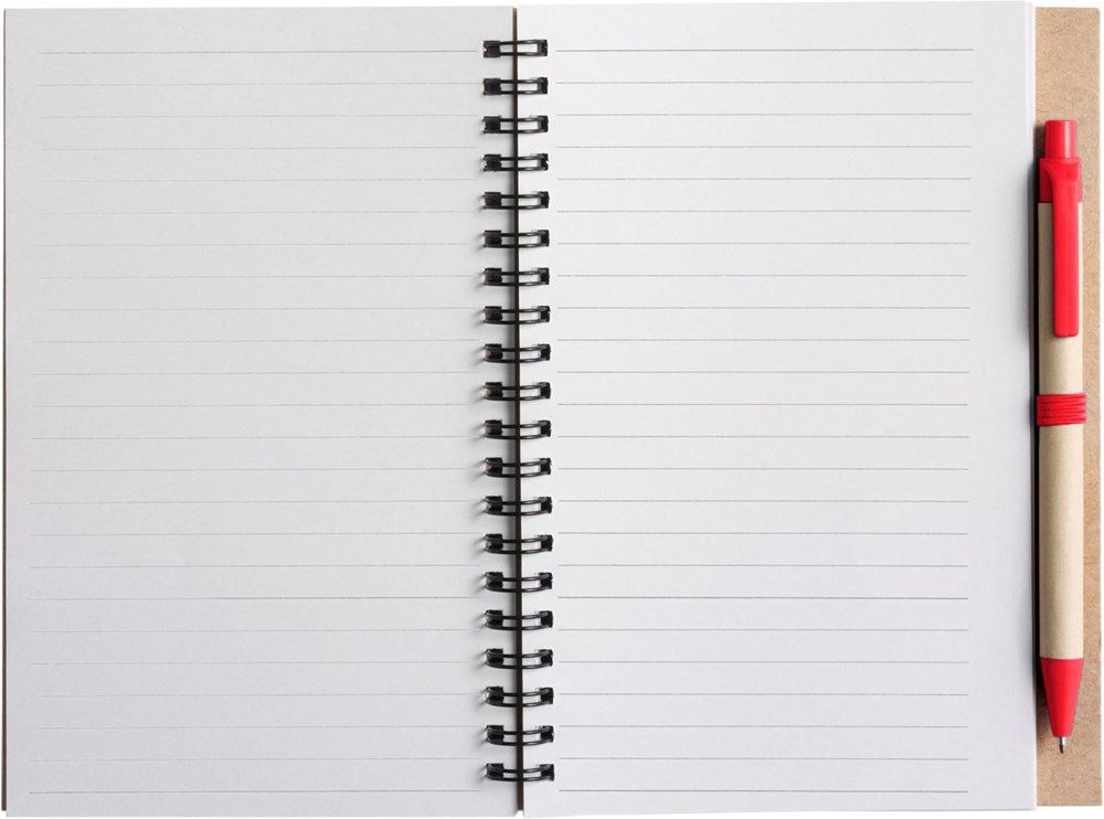 Draadgebonden notitieboekje met balpen Stella