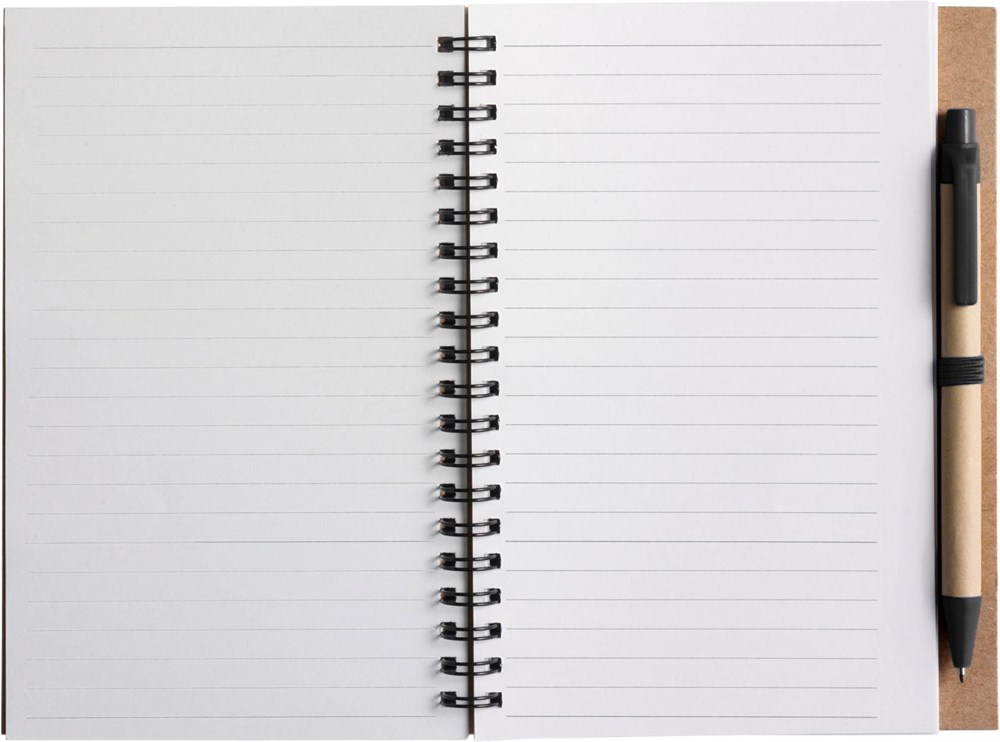 Draadgebonden notitieboekje met balpen Stella